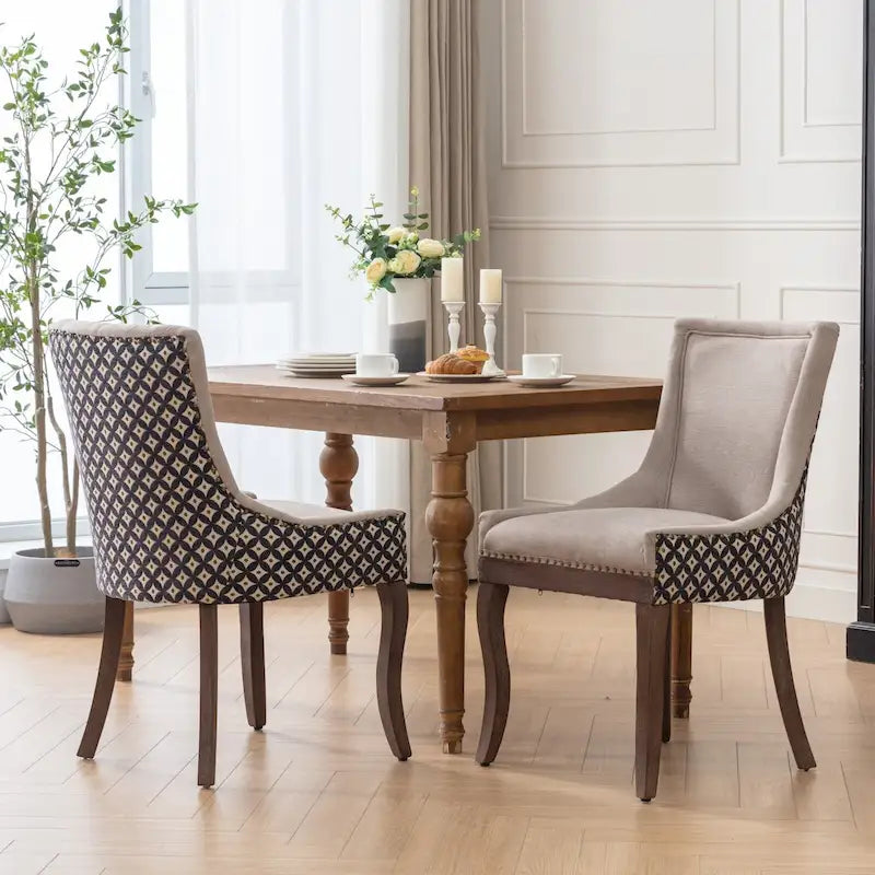 Lot de 2 chaises de salle à manger capitonnées à oreilles