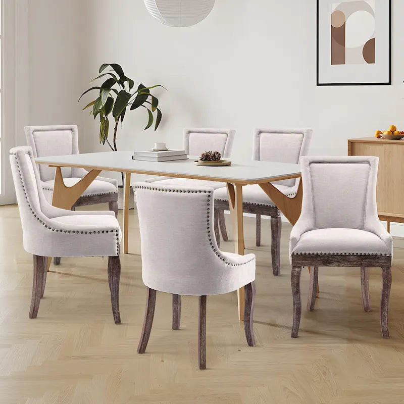 Lot de 2 chaises de salle à manger capitonnées à oreilles