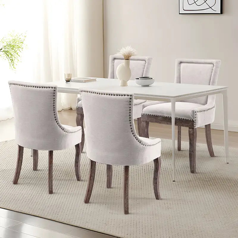 Lot de 2 chaises de salle à manger capitonnées à oreilles