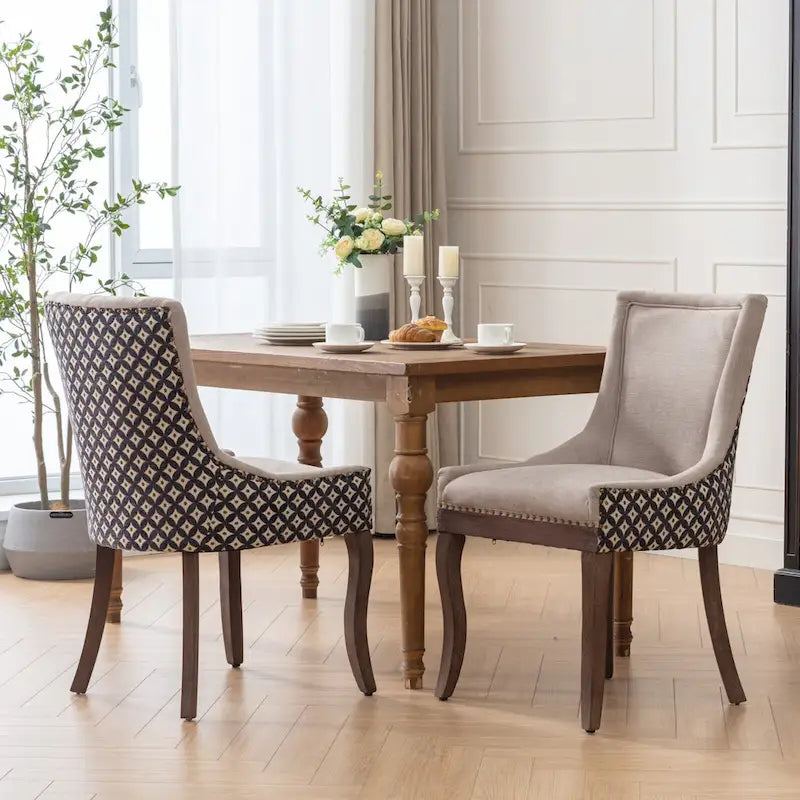 Lot de 2 chaises de salle à manger capitonnées à oreilles