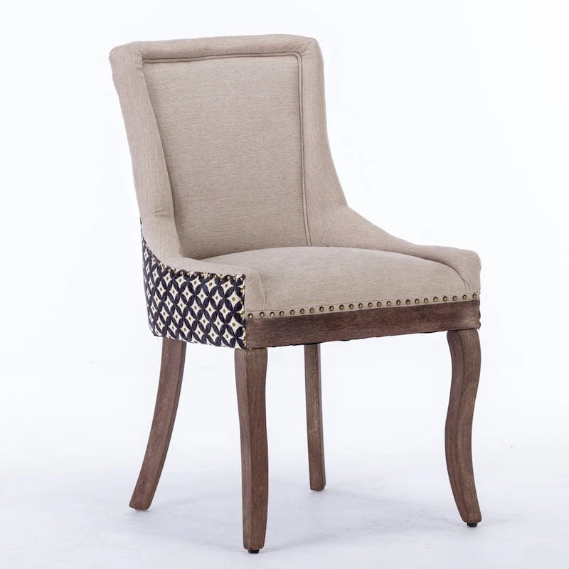 Lot de 2 chaises de salle à manger capitonnées à oreilles