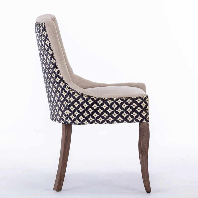 Lot de 2 chaises de salle à manger capitonnées à oreilles