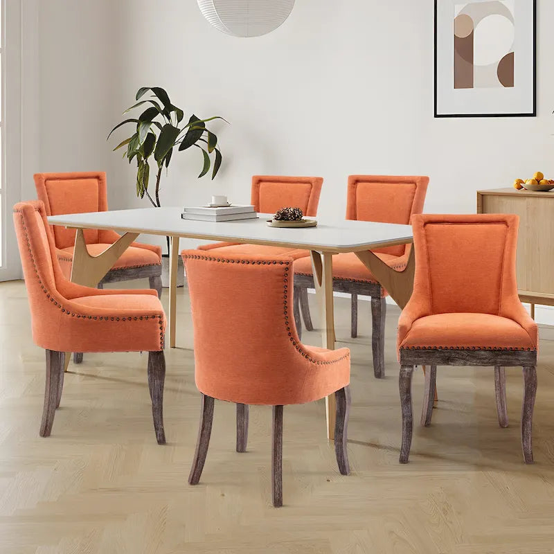 Lot de 2 chaises de salle à manger capitonnées à oreilles