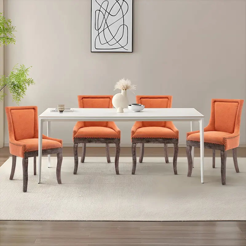 Lot de 2 chaises de salle à manger capitonnées à oreilles