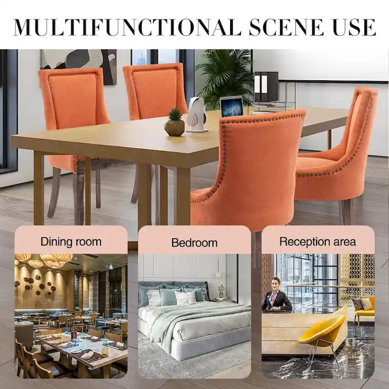 Lot de 2 chaises de salle à manger capitonnées à oreilles