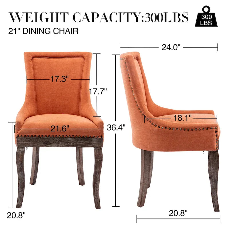 Lot de 2 chaises de salle à manger capitonnées à oreilles