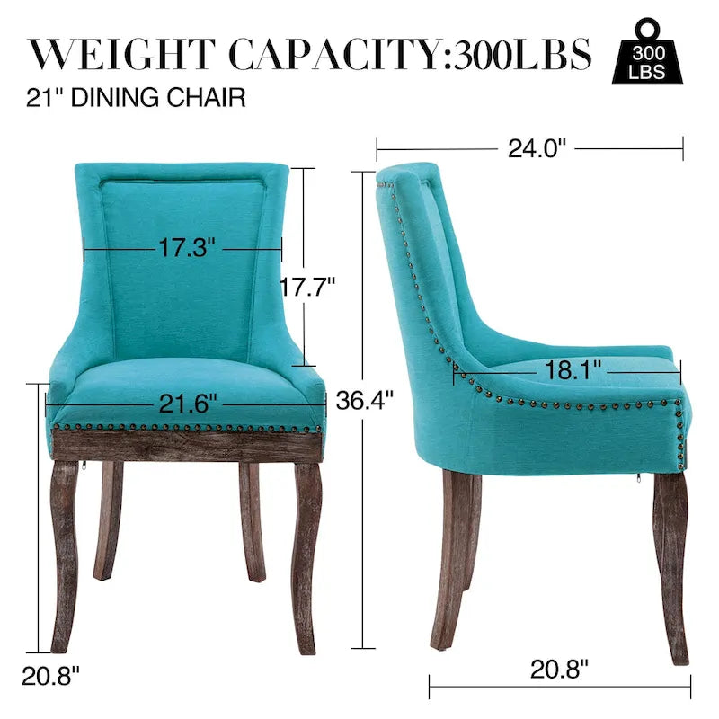 Lot de 2 chaises de salle à manger capitonnées à oreilles