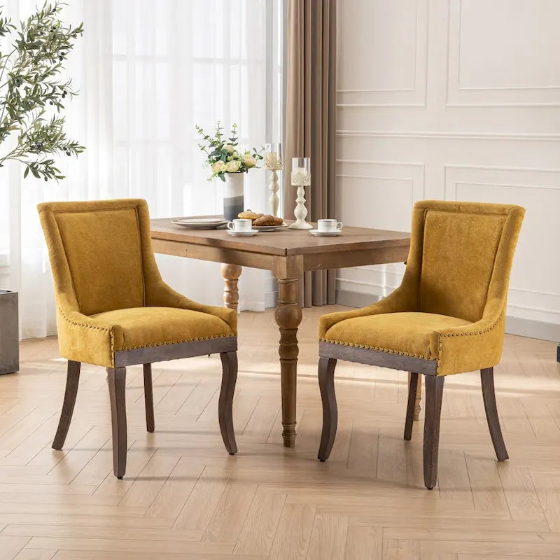 Lot de 2 chaises de salle à manger capitonnées à oreilles