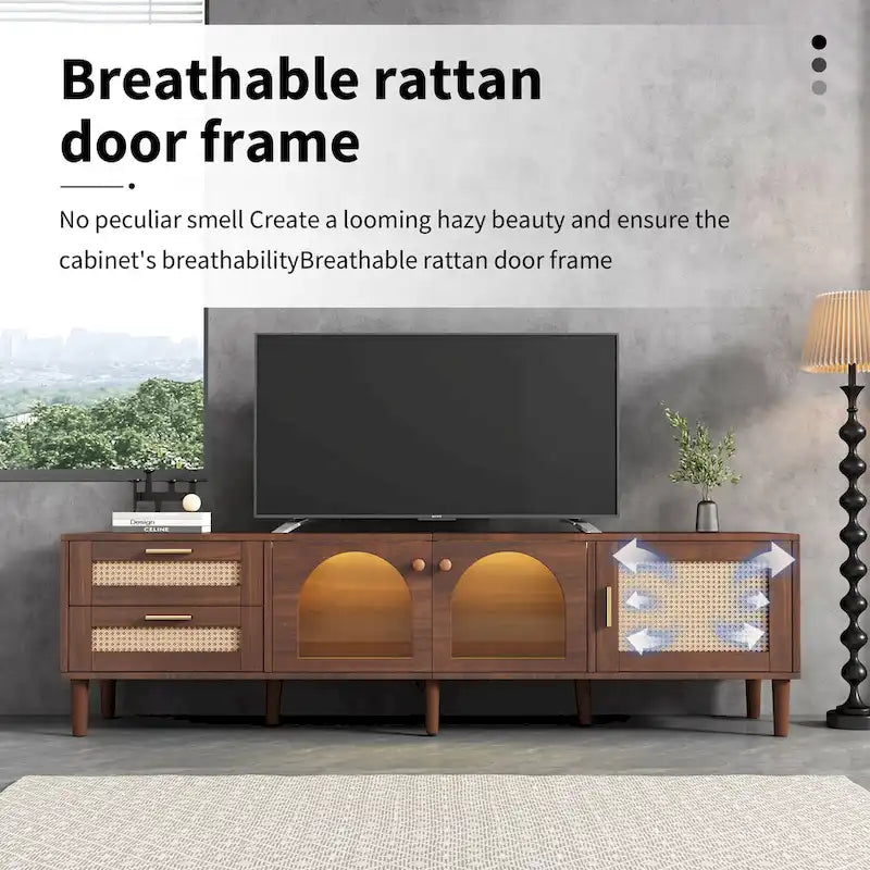 Meuble TV avec 3 Armoires et 2 Tiroirs pour TV jusqu'à 80