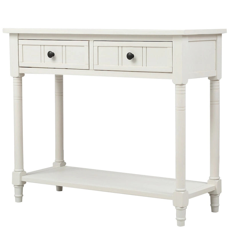 Console de style traditionnel avec deux tiroirs et une étagère inférieure