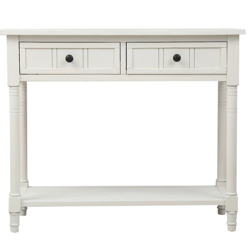 Console de style traditionnel avec deux tiroirs et une étagère inférieure