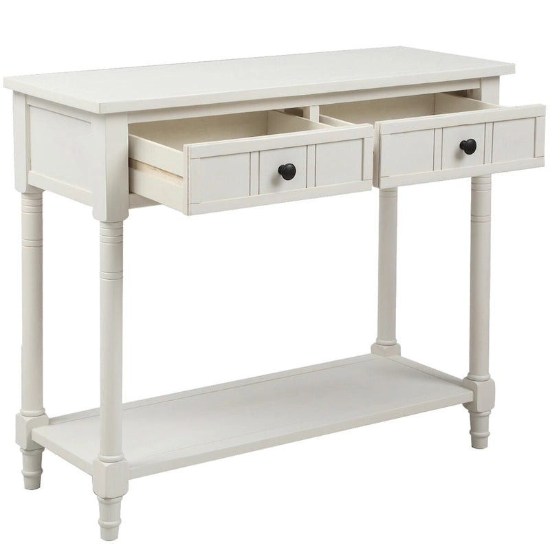 Console de style traditionnel avec deux tiroirs et une étagère inférieure