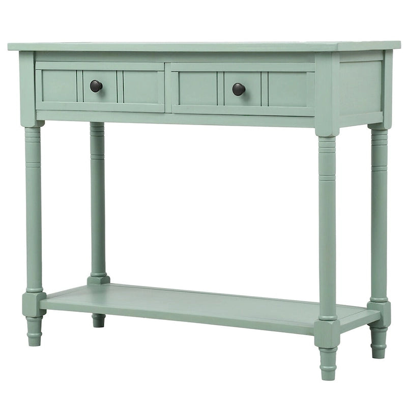 Console de style traditionnel avec deux tiroirs et une étagère inférieure