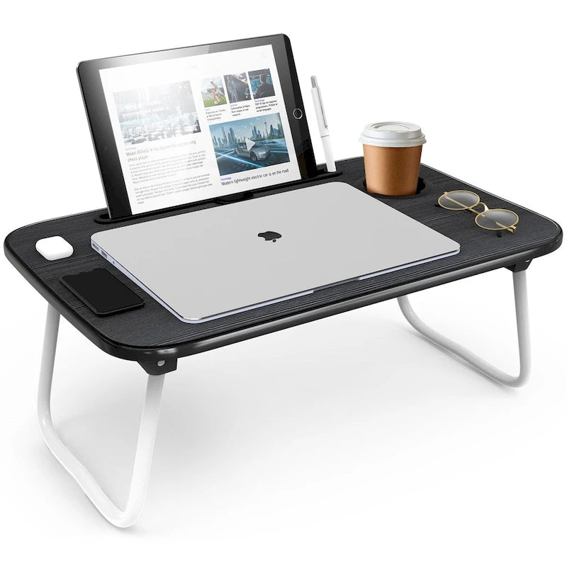 Table de lit réglable pour ordinateur portable – Bureau d'ordinateur portable portable avec pieds pliables