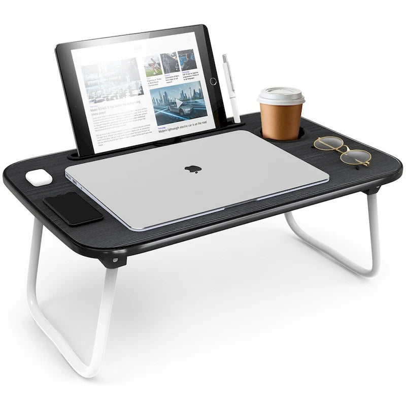 Table de lit réglable pour ordinateur portable – Bureau d'ordinateur portable portable avec pieds pliables