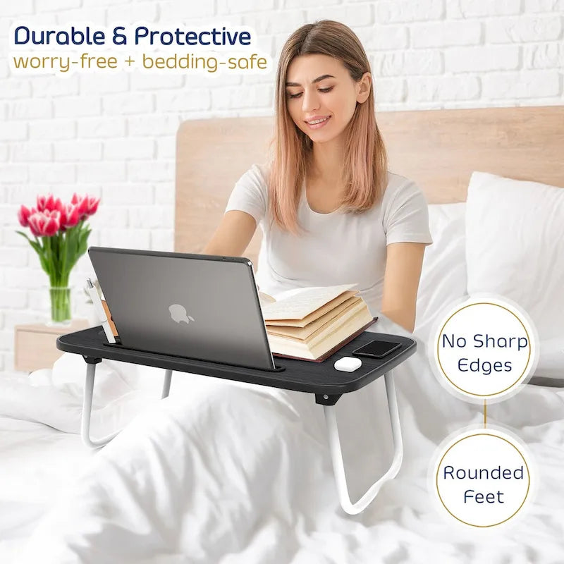 Table de lit réglable pour ordinateur portable – Bureau d'ordinateur portable portable avec pieds pliables