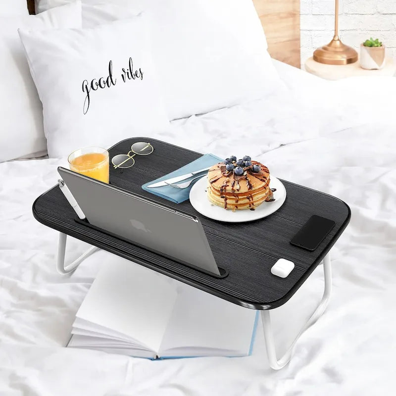 Table de lit réglable pour ordinateur portable – Bureau d'ordinateur portable portable avec pieds pliables