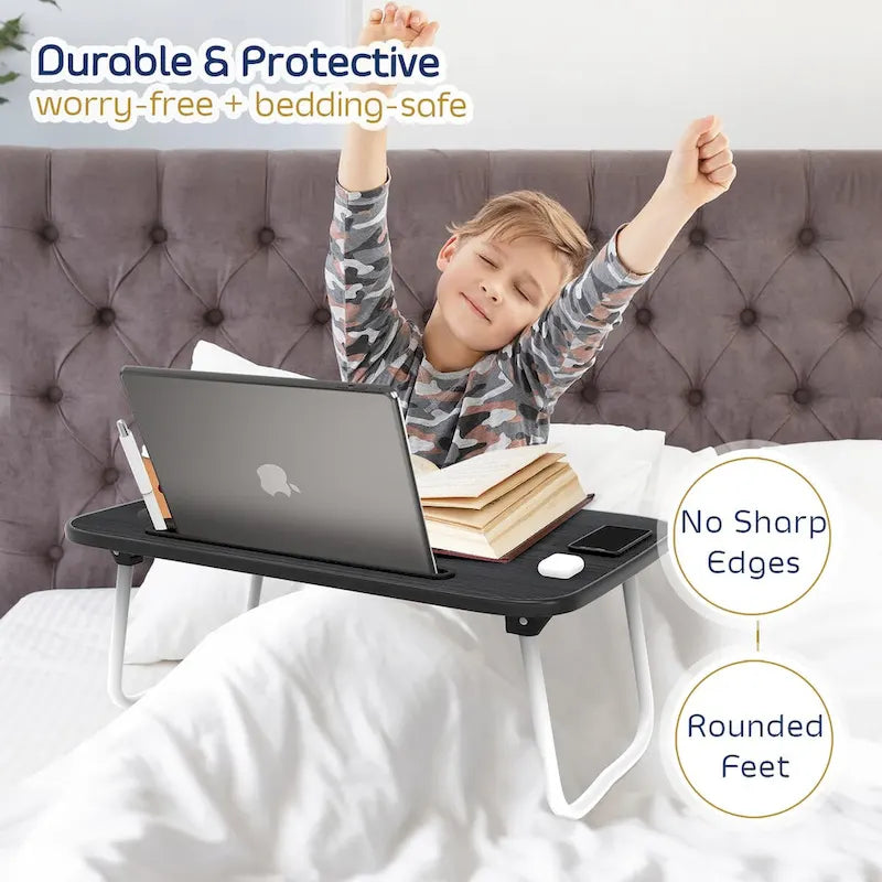 Table de lit réglable pour ordinateur portable – Bureau d'ordinateur portable portable avec pieds pliables