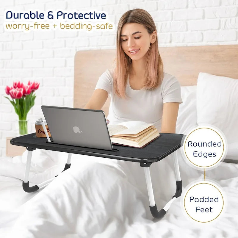 Table de lit réglable pour ordinateur portable – Bureau d'ordinateur portable portable avec pieds pliables