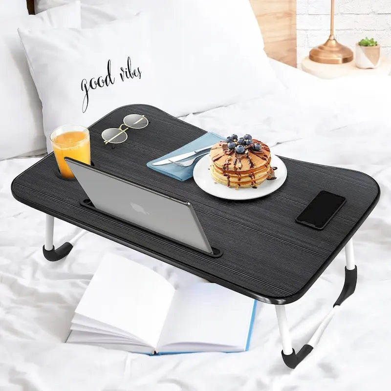 Table de lit réglable pour ordinateur portable – Bureau d'ordinateur portable portable avec pieds pliables