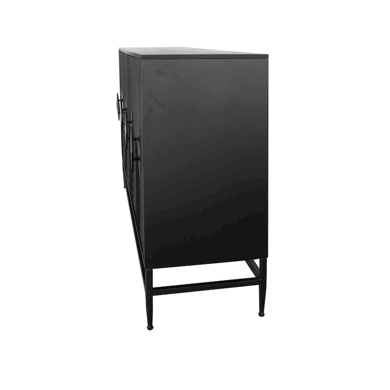 Buffet à quatre portes cannelées noires